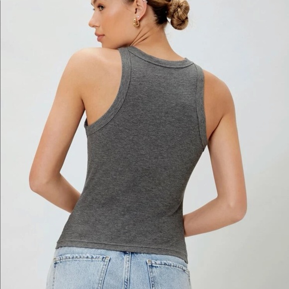 Grey Ribbed Tank Top Sz S New - Picture 5 of 15